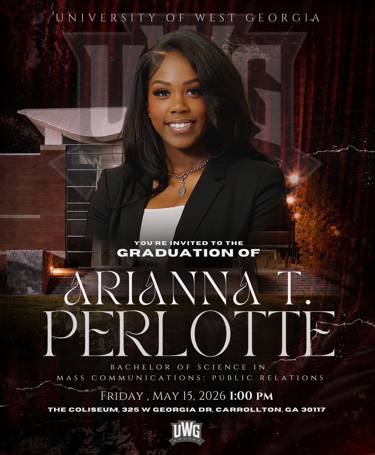Graduation Invitation — Event project (2026) by Arianna Perlotte: Event identity and print collateral for an invitation-only founder dinner series.